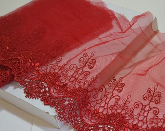 5 yard 17cm 6.69 wide pink tulle mesh gauze fabric embroidered tapes lace trim ribbon B4R1394L0616P