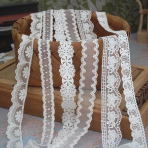 10 Meter 2-3 cm breit ivory Blumen Mesh Gaze Stoff Stickerei Spitzenbesatz Band DIY Rock Kleid Kante Material Zubehör 27X541P250316P