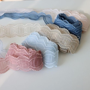 10 Meter 4,2 cm 1,65 cm breite Chiffon-Bohrung Wellenspitze Spitze Zierband Kleid Rockkante Dekoration Material Accessoires G9T1523P250228P