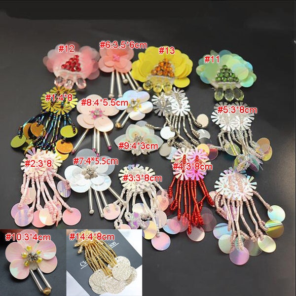 10-20pcs Rhinestones sequins Beaded Pipe Pendant Flower Sticker Shoes Bag DIY Decorative Decal Accessories appliques patches K38V4V230429T