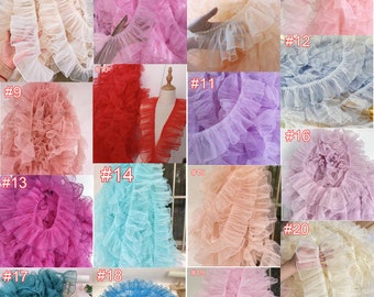 5 meters/lot 10cm 3.93" wide 21 color fold wrinkle ruffled pleated fluffy yarn organza skirt dress shirt lace trim ribbon V24X704P230714V