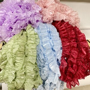 10 meter 3,8 cm 1,5" breed veelkleurige parelmoer satijnen geplooide ruches kant trim lint manchetten taart rok randen decoratie C24X1018P250526C