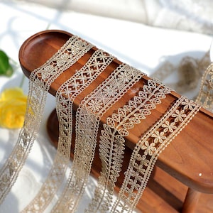 5 Meter 2,3-3 cm breit Gold Stickerei Spitzenbesatz Band Mesh DIY handgefertigt Kleid Rock Ärmel Kleidung Zubehör X28C665L250312R