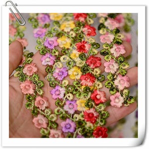 5 yards 2 cm 0.78" breite bunte Blumen Blumen Stoff Stickerei Kinder Rock Kleid Borte Dekoration Spitzenband N20T793K241107U