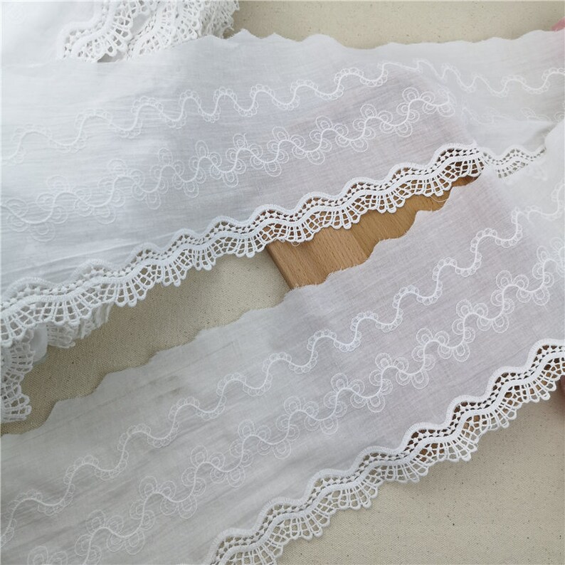 10 yards 14cm 2.36 wide ivory cotton fabric embroidery dress clothes lace trim ribbon tapes V24X205K201224T