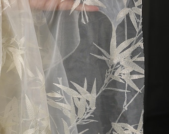 1.45 meters wide apricot Bamboo Embroidery Mesh gauze yarn fabric pants shirt skirt dress cardigan clothing design material T50T46V250802V