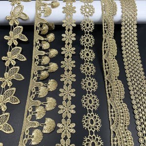 3 Yards 2-4cm breit Gold Stoff Stickerei Unterwäsche Hochzeit Party Kleid Rock Shirt eingefasst Dekoration Spitzenband Bänder Z34W63L230715L
