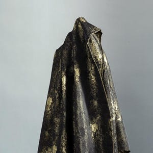 Vintage black gold jacquard fabric gloss texture silhouette jacket dress skirt shirt pants suit coat cloth design material T25V150X240525C