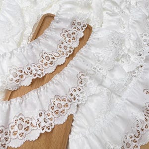 5 Meter 7,5 cm 2,95 "breite ivory Hohl Falten Plissee Saum Spitzenbesatz DIY Manschetten Rock Kleid Ärmel Kanten Dekoration C24X1048P250624C