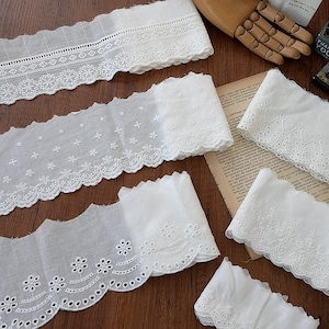 10 yards 6-11 cm de large en coton ivoire tissu creux en dentelle brodée ruban robe jupe chapeaux sac ruban de bordure accessoires N20T894P250616U
