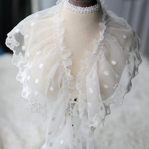 5 mètres 9,5 cm 3,74 po. de large ivoire à pois maille gaze tissu broderie dentelle garniture ruban col robe bord matériel accessoires G16R1595P250314L