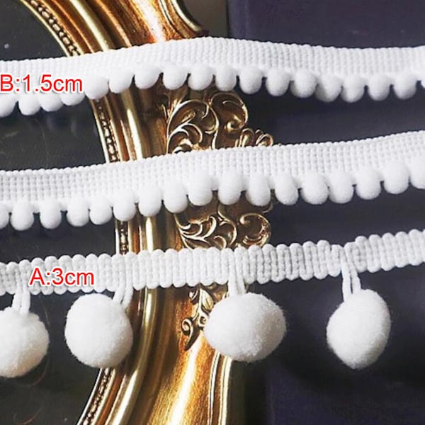 15 mètres de large, 1,5-3 cm de large, boule de coton ivoire frange gland bricolage enfant poupée jupe chemise robe bordure décoration dentelle ruban Z1G575R240225T