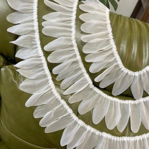 5 Meter 10 cm 3,93"breite apricot Seide gewellte Ränder Feder Lotusblatt Spitzenbesatz handgemachte Manschetten Rock Kleid Ärmel Dekoration C24X1057P250624C