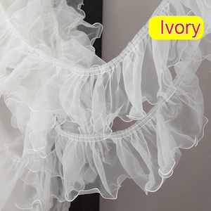 5 Meter 11 cm 4.33" breit Organza Tüll Rüschen plissierte Ärmeln Handarbeit Nähen Organza Rock Kleid Saum C39Y319R230425J
