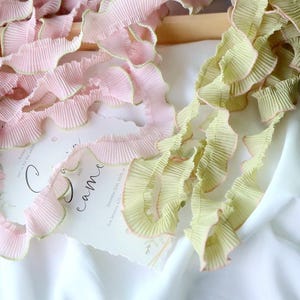 10 Meter 4 cm 1,57" breit Rosa/Grün Chiffon Rüsche Spitzenband DIY Rock Kleid Hemd Einfassung Materialien Accessoires C35U20V241224G