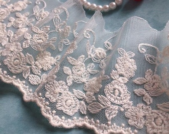 5 meterS 8.5cm 3.34" wide beige mesh gauze floral lingerie clothes dress skirt edge fabric embroidery lace trim ribbon tapes F11G541B210428N