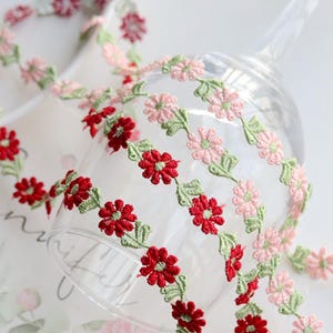 5 Meter 1,3 cm breit Gänseblümchen/Rosa/Rot-Gänseblümchen Spitze Bügel Accessoires DIY Kleidung Kleidung Tasche Hut Schuhe Materialien C35U36P241225G