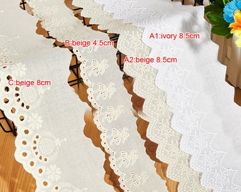 5 yards 4,5-8,5 cm de large ivoire/beige coton broderie enfant poupée jupe chemise robe bordure décoration dentelle ruban Z4Z2291P240427Y