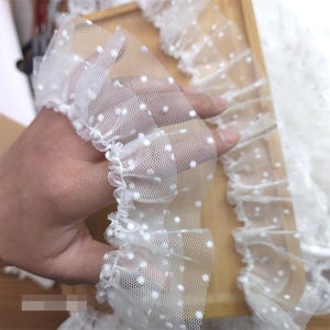 10 meter 3-5 cm breed dubbele lagen witte stippen mesh rimpel kant trim lint rok jurk gordijn rand materiaal accessoires C24X974P250405C