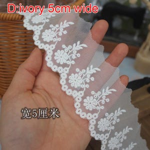 10 Meter 4,5-6 cm breit ivory Blumen Mesh Gaze Stoff Stickerei Spitzenbesatz Band DIY Rock Kleid Kante Material Zubehör 27X545P250316P