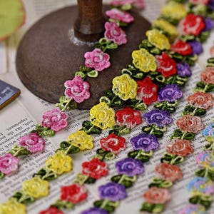 5 jardas 2 cm 0,78" de largura bordado floral gradiente colorido mangas infantis camisa saia vestido material de acabamento em renda fita N20T722M250605U