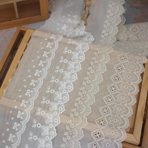 5 Meter 6,7-9,7 cm breit Baumwollstoff Stickerei Spitzenbesatz Zierband Handarbeit Rockkragen Kleid Vorhang Accessoires T27X536X50315P