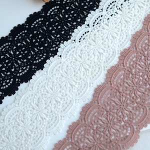 5 Meter 8,5 cm 3,34 "breites schwarz/weißes Netzgewebe aus Baumwolle Spitzenbesatz Band diy handgemacht Kleid Kleidungsmaterial Dekoration S18E979L230524T