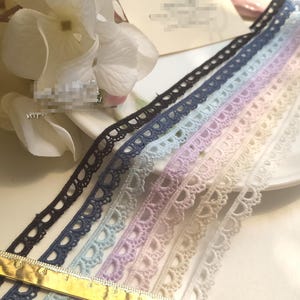 1 cm 0.39" breites schwarz/elfenbein/beige/marine/rosa/lila/blau Baumwollkrone Rock Kleid Einfassung Material Spitzenband Spitzenbesatz T19X140K200316B