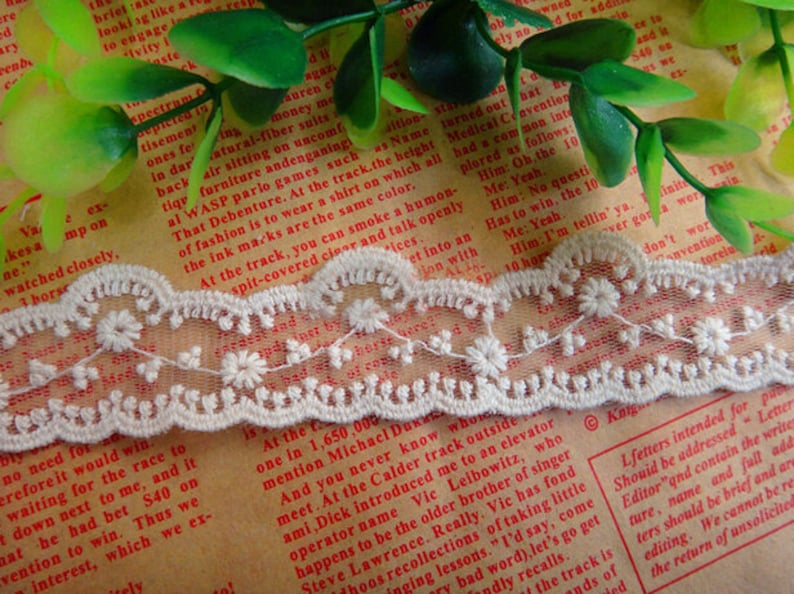 10 yard 2.8cm 1.57 wide ivory gauze mesh embroidery tapes lace trim ribbon E4F163X0429T