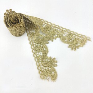 3 yards 3,8 cm 1,49" breed gouden stof borduren bloemen diy jurk rok Kledingaccessoires Decoratie randen kant trim lint D34C7L241008