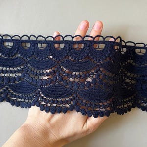 2 Meter 10,5 cm 4,13 Zoll breit marineblau Jakobsmuschel Baumwolle Material diy Rock Hemd Kleid Kanten Stoff Stickerei Spitzenband F11G660M230323N