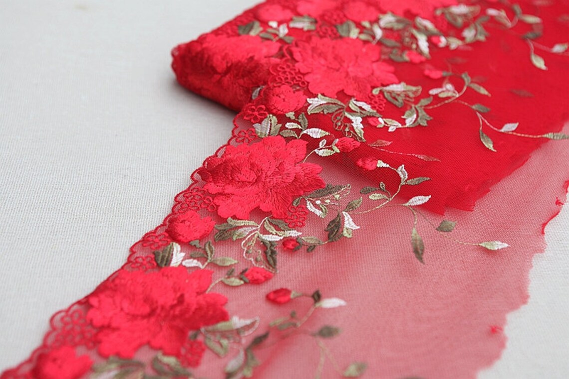 5 yards 18.5cm 7.28 wide red gauze mesh fabric Etsy