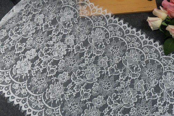 2.9 meter 48-50cm wide blackivory mesh gauze eyelash fabric dress lingerie embroidery lace trim ribbon tapes T27X179P201104H