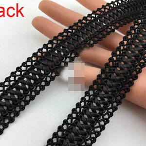 5 Yards 2 cm 0.78 zoll breites schwarzes PU-Blatt mit hohlem Geflecht DIY-Stoff Rockkleid-Hemd Spitzenbesatz Bandeinfassung Material C43P31K230219V