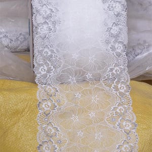 5 Meter 19 cm 7,48 "breites graues elastisches Blumennetz Spitzenbesatzband plissierte Rüschen DIY Kleidrockkragenkante Zubehör C24X1008L250518C