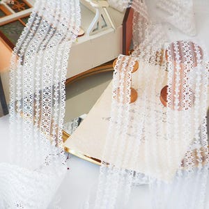 10メートル 2.5-7.5 cm幅 アイボリー まつげ メッシュ ベビードール 子供 シャツ ドレス スカート 服 生地 縁取り 素材 レース トリム リボン Z1T478C230405T