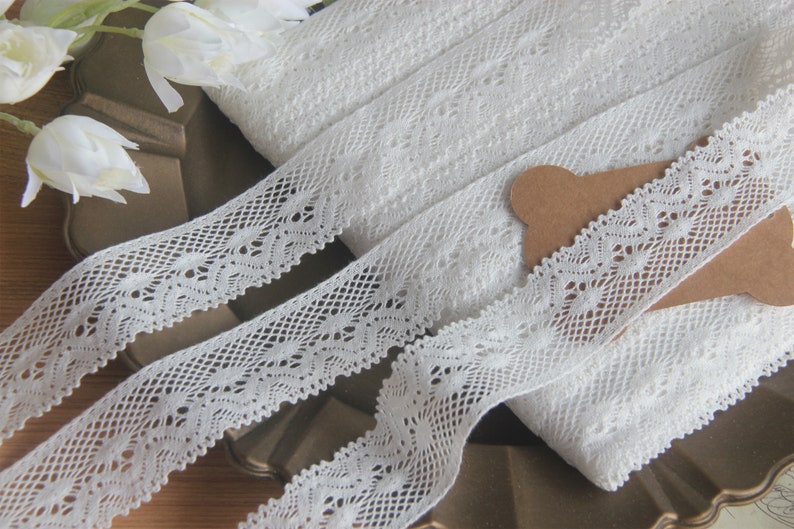 10 yard 4cm 1.57 inches wide ivory cotton craft dress lingerie underwear fabric embroidered lace trim ribbon X10C792W220922T image 2