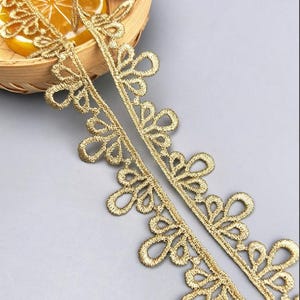 10 yards 1,9 cm 0,74" breite gold borte stoff stickerei hochzeit kleid rock hemdwäsche ärmel Spitzenband band bänder Z34E210Y230720V