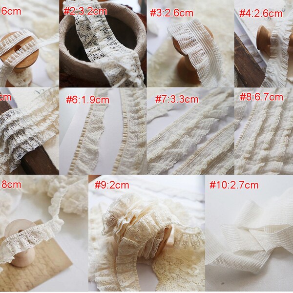 3-5 yards/lot 1-6,7cm breit beige gerüscht plissiert falten baby doll dehnbar elastisch diy kleid rock stoff spitzenbesatz band Z1T467C2300315T