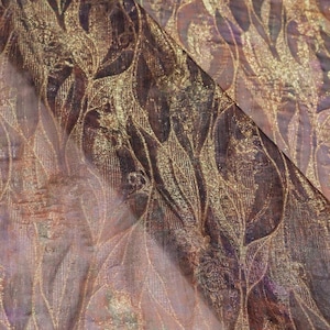 Purple glossy plant jacquard fabric sprinkled gold mesh dress skirt shirt pants vest suit shawl coat DIY clothing material T25V223P260613C S