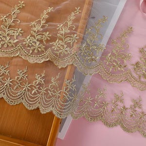 3 Meter 13-18 cm breit weiß/schwarz gold silber Gaze Netzstoff Stickerei Kleid Kleidung Spitzenband Bänder Z34E149M200628H
