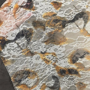 1,5 Meter breit Elfenbein braun Gebrannte Blume gefärbt bedruckte Spitze Netzstoff DIY Hemd Rock Kleid Hose Kleidung Design Material V37G138K250718P
