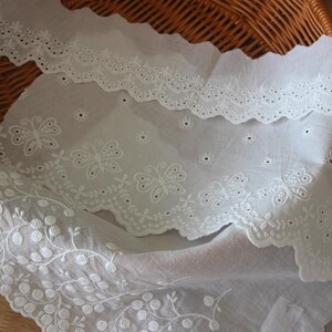 5 Meter 6,5-21,8 cm breit Baumwolle ivory Stickerei Spitzenbesatz Band handgemacht Rocksaum Kragen Kleid Vorhang Accessoires T27X533X50315P