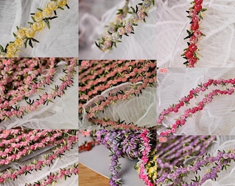 5 yards 1.5cm 0.59" wide colorful gradient rose embroidery child sleeves shirt skirt dress edging material lace trim ribbon N20T721R240415U