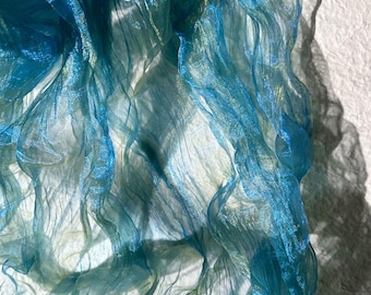 Multi color Wrinkled water light yarn irregular gradient iridescent organza gauze fabric decorative mesh clothing material R3C27T251101C S