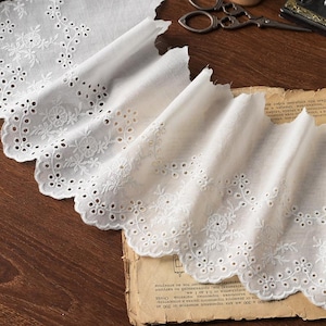 3 Meter 16 cm 6,3"breite cremefarbene Baumwollstoff Stickerei Kind Puppe hemd Rock Kleid saum Einfassung Spitzenband Spitzenband N20T804K241124U