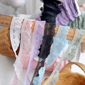 10 meter 2 cm 0,78" breed roze/blauw/zwart/wit stretch elastisch gegolfd geplooide lingeriejurk sokken mouwen kanten rand lint X28C545P230317R