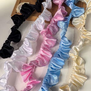 5 Meter 5 cm breite ivory/blau Satin Falte Rüschen Kinder Rock Kleid Hemd Ärmel Kantenmaterial Spitzenband C5V1207V241207Y