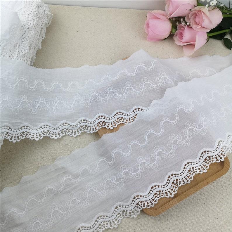 10 yards 14cm 2.36 wide ivory cotton fabric embroidery dress clothes lace trim ribbon tapes V24X205K201224T