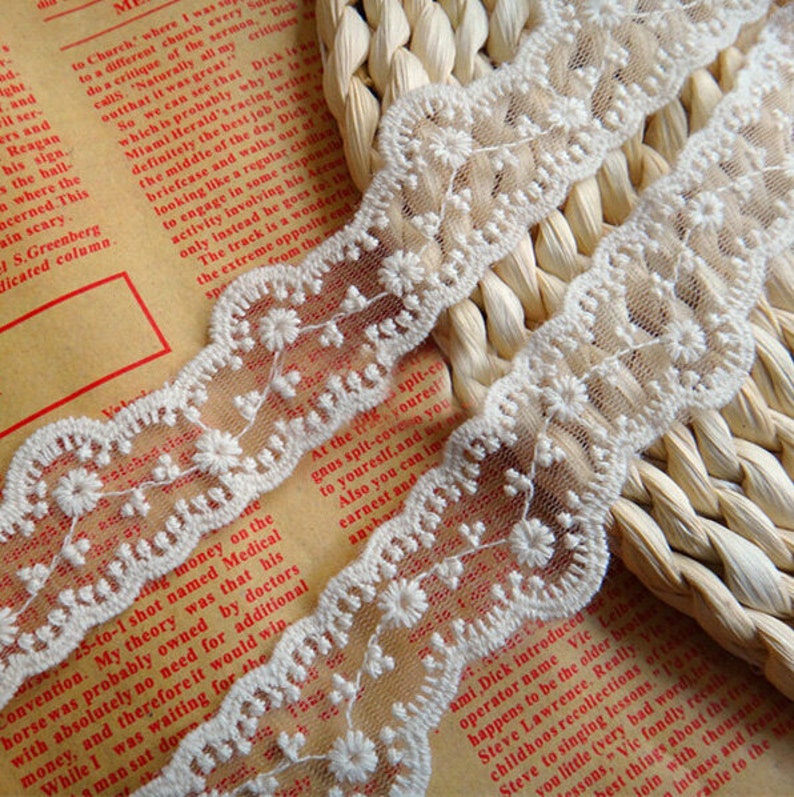 10 yard 2.8cm 1.57 wide ivory gauze mesh embroidery tapes lace trim ribbon E4F163X0429T